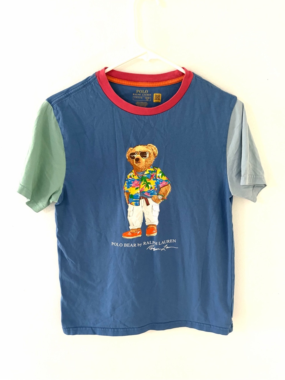 Polo Ralph Lauren Boy's Colorblocked Polo Bear T-Shirt, Size: Youth Large